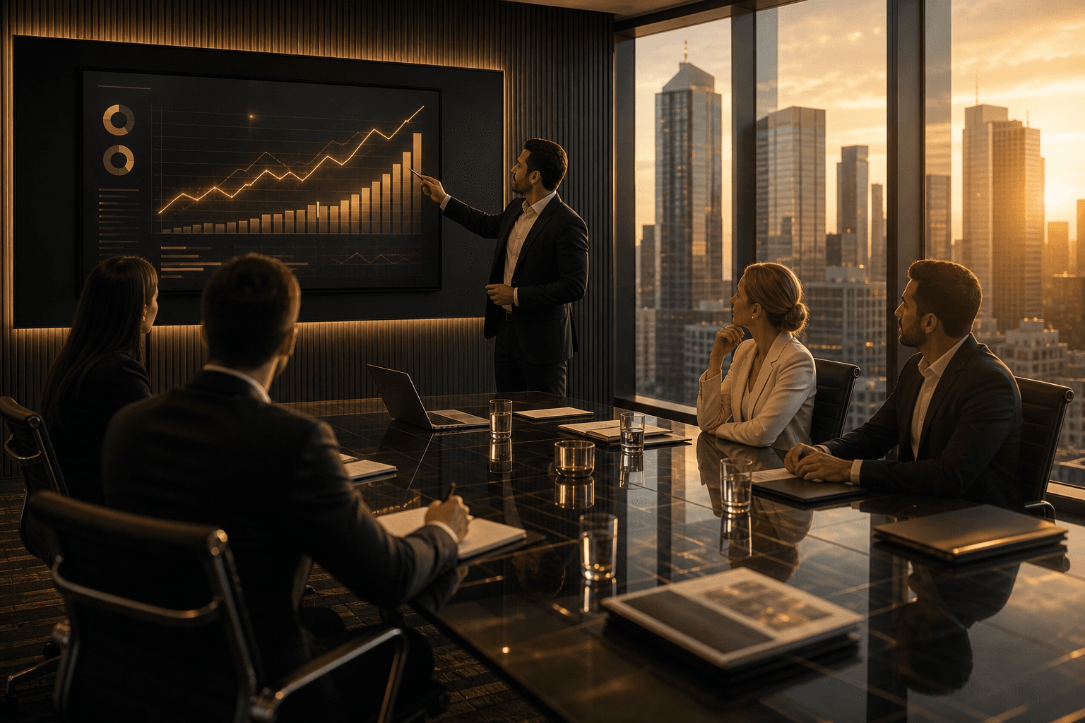 Client presentation meeting in a modern boardroom